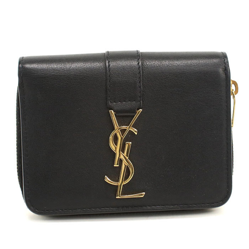 SAINT LAURENT Saint Laurent Bi-fold Wallet 532867 YSL Logo Women's Black